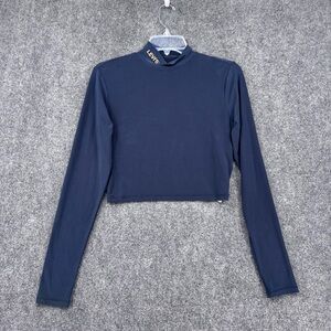 Levi’s Navy Blue Graphic Rory Second Skin Mock Neck Long Sleeve Top Women’s M